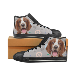 Welsh Springer Spaniel Dog Black High Top Canvas Shoes for Kid - TeeAmazing