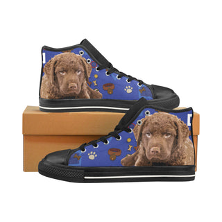 Chesapeake Bay Retriever Dog Black Men’s Classic High Top Canvas Shoes /Large Size - TeeAmazing
