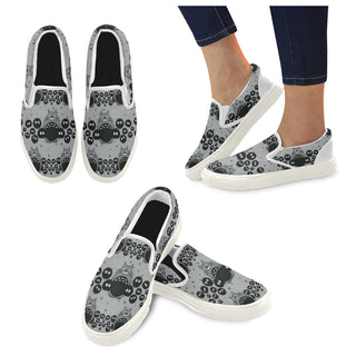 Totoro Pattern White Women's Slip-on Canvas Shoes - TeeAmazing