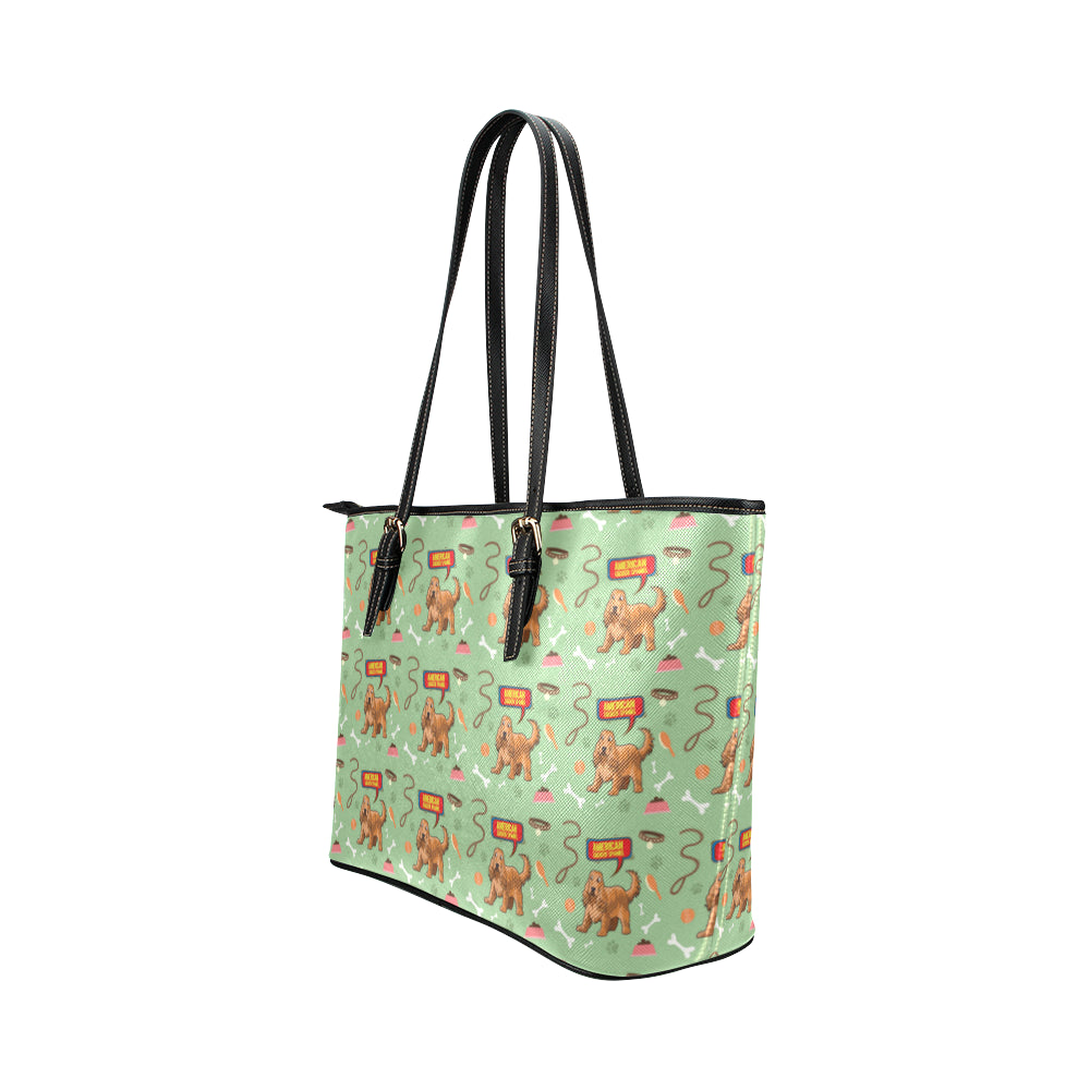 American Cocker Spaniel Pattern Leather Tote Bag/Small - TeeAmazing