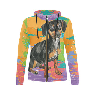 Dachshund Water Colour No.2 All Over Print Full Zip Hoodie for Women - TeeAmazing