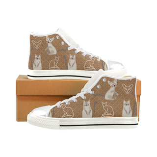 Javanese Cat White High Top Canvas Women's Shoes/Large Size - TeeAmazing