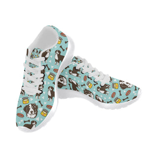 Bernese Mountain Pattern White Sneakers for Women - TeeAmazing