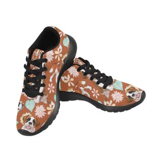 St. Bernard Flower Black Sneakers for Women - TeeAmazing