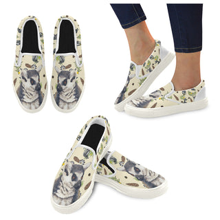 Lemur White Women's Slip-on Canvas Shoes - TeeAmazing