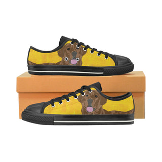 Chocolate Labrador Black Low Top Canvas Shoes for Kid - TeeAmazing