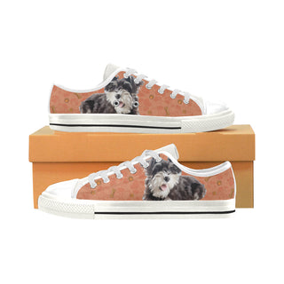 Miniature Schnauzer White Low Top Canvas Shoes for Kid - TeeAmazing