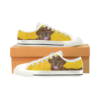 Chocolate Labrador White Low Top Canvas Shoes for Kid - TeeAmazing