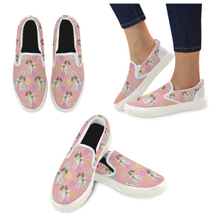 Cavalier King Charles Spaniel Water Colour Pattern No.1 White Women's Slip-on Canvas Shoes - TeeAmazing