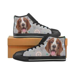 Welsh Springer Spaniel Dog Black Women's Classic High Top Canvas Shoes - TeeAmazing