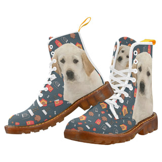 Goldador Dog White Boots For Men - TeeAmazing
