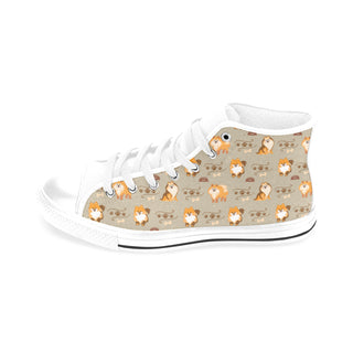 Pomeranian Pattern White Men’s Classic High Top Canvas Shoes /Large Size - TeeAmazing