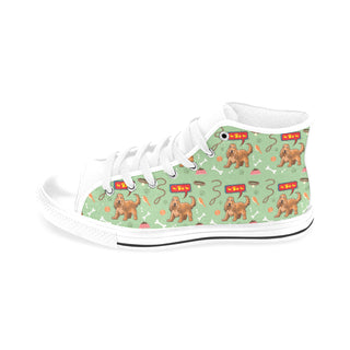 American Cocker Spaniel Pattern White Men’s Classic High Top Canvas Shoes /Large Size - TeeAmazing