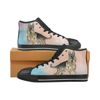 German Shepherd Water Colour No.1 Black High Top Canvas Shoes for Kid - TeeAmazing