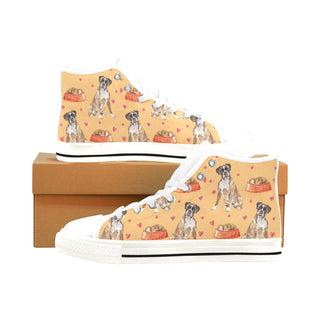 Boxer Water Colour Pattern No.1 White Men’s Classic High Top Canvas Shoes /Large Size - TeeAmazing