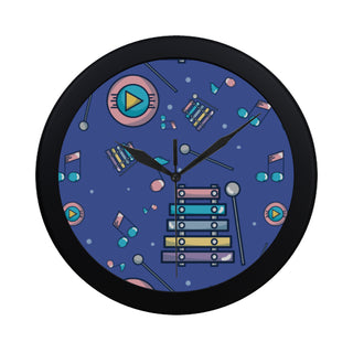 Marimba Pattern Black Circular Plastic Wall clock - TeeAmazing
