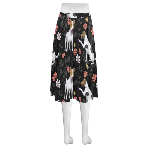 Jack Russell Terrier Flower Mnemosyne Women's Crepe Skirt (Model D16) - TeeAmazing