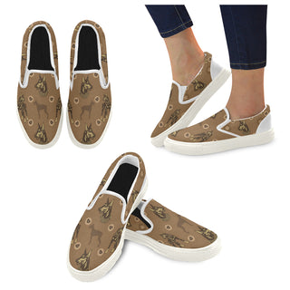 Doberman White Women's Slip-on Canvas Shoes - TeeAmazing