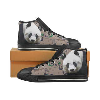 Panda Black High Top Canvas Shoes for Kid - TeeAmazing