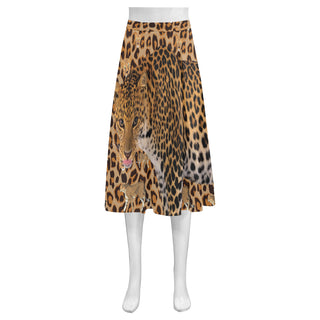 Leopard Mnemosyne Women's Crepe Skirt (Model D16) - TeeAmazing