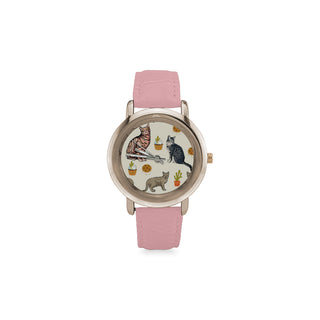 Ocicat Women's Rose Gold Leather Strap Watch - TeeAmazing