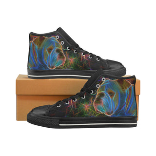 English Bulldog Glow Design 1 Black High Top Canvas Women's Shoes/Large Size - TeeAmazing