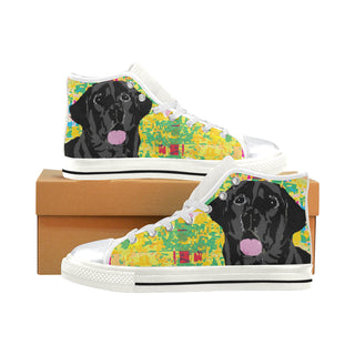 Black Lab White High Top Canvas Women's Shoes/Large Size - TeeAmazing