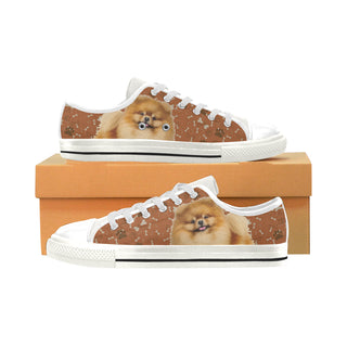 Pomeranian Dog White Low Top Canvas Shoes for Kid - TeeAmazing