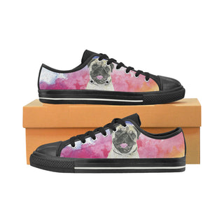 Pug Water Colour No.1 Black Low Top Canvas Shoes for Kid - TeeAmazing