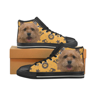 Norwich Terrier Dog Black High Top Canvas Women's Shoes/Large Size - TeeAmazing