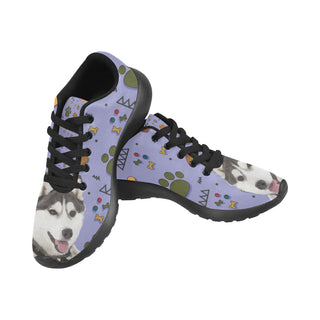 Siberian Husky Dog Black Sneakers for Men - TeeAmazing