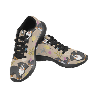 Bernese Mountain Flower Black Sneakers for Men - TeeAmazing