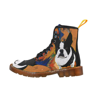 Boston Terrier Black Boots For Women - TeeAmazing