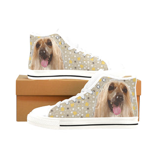 Afghan Hound White Men’s Classic High Top Canvas Shoes /Large Size - TeeAmazing