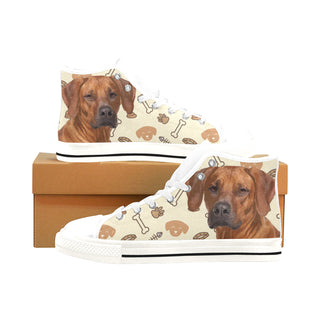 Rhodesian Ridgeback Dog White Men’s Classic High Top Canvas Shoes /Large Size - TeeAmazing