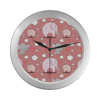 Elephant Pattern Silver Color Wall Clock - TeeAmazing