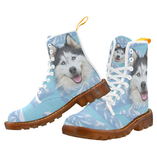 Husky Lover White Boots For Women - TeeAmazing