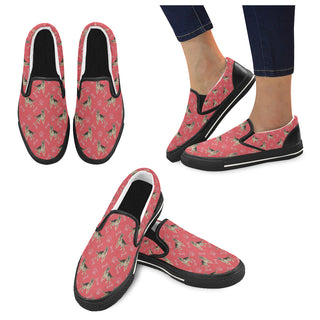 German Shepherd Water Colour Pattern No.1 Black Women's Slip-on Canvas Shoes/Large Size (Model 019) - TeeAmazing