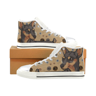 Miniature Pinscher Dog White High Top Canvas Shoes for Kid - TeeAmazing
