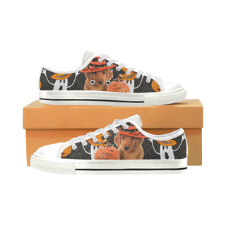 Golden Retriever Halloween White Low Top Canvas Shoes for Kid - TeeAmazing