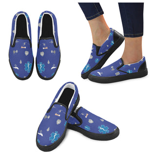 Paramedic Pattern Black Women's Slip-on Canvas Shoes - TeeAmazing