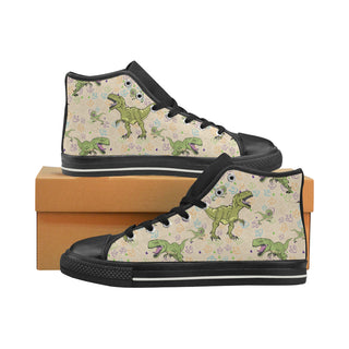 T-Rex Pattern Black Men’s Classic High Top Canvas Shoes - TeeAmazing