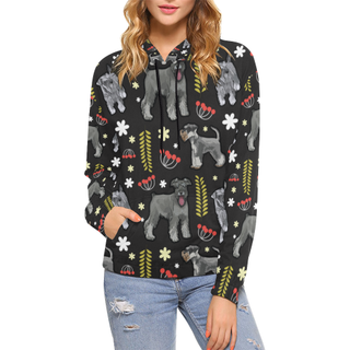 Miniature Schnauzer Flower All Over Print Hoodie for Women (USA Size) (Model H13) - TeeAmazing