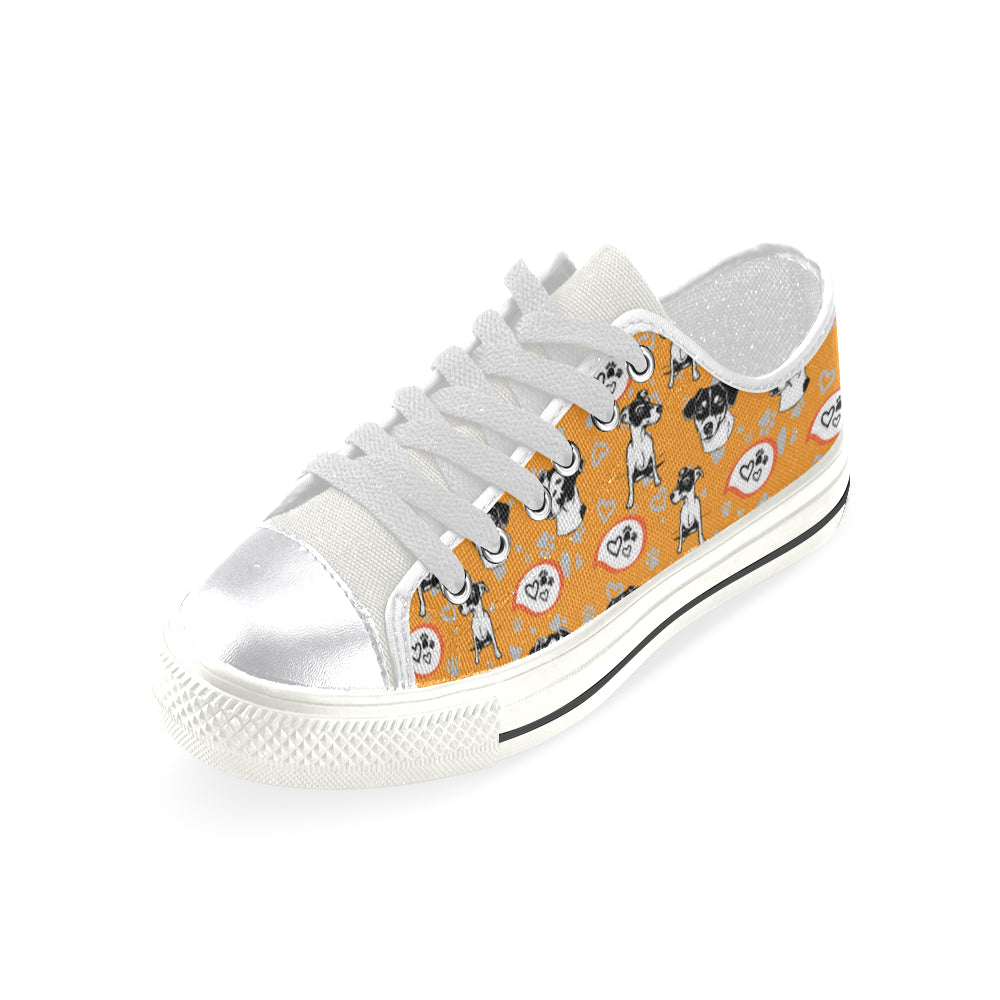 Jack Russell Terrier Pattern White Canvas Women's Shoes/Large Size - TeeAmazing