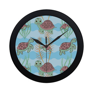 Turtle ฺBlack Circular Plastic Wall clock - TeeAmazing