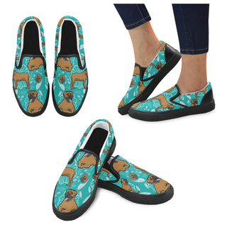 Bullmastiff Flower Black Women's Slip-on Canvas Shoes - TeeAmazing