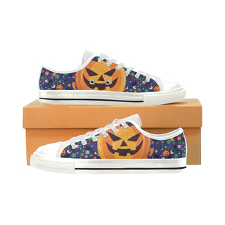 Pumpkin Halloween White Low Top Canvas Shoes for Kid - TeeAmazing