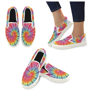 Tie Dye White Women's Slip-on Canvas Shoes - TeeAmazing