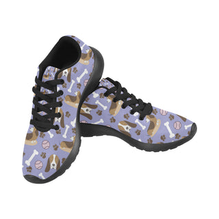 Basset Hound Pattern Black Sneakers Size 13-15 for Men - TeeAmazing