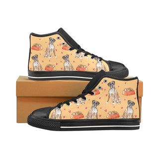 Boxer Water Colour Pattern No.1 Black Men’s Classic High Top Canvas Shoes /Large Size - TeeAmazing